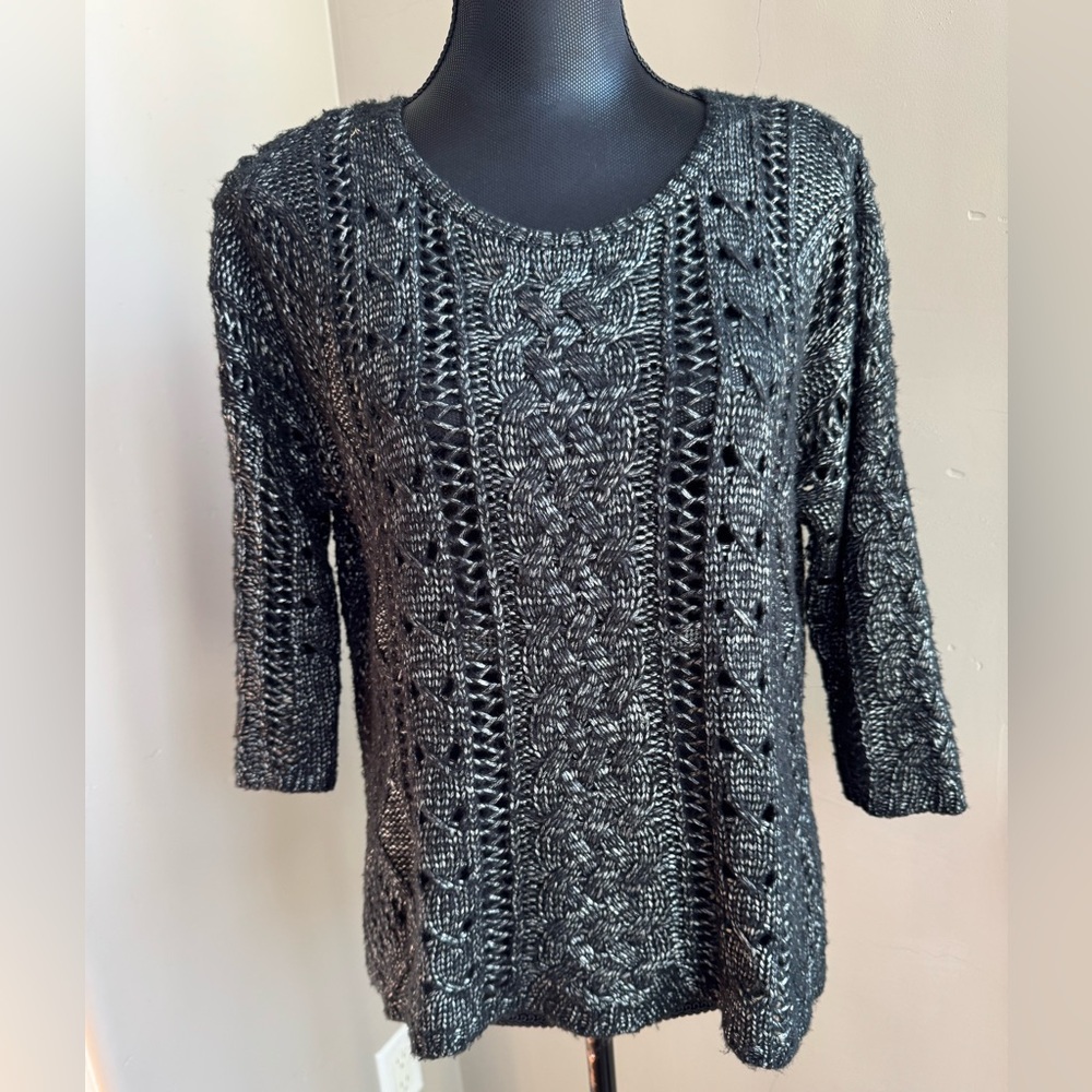 Denim & Supply Ralph Lauren Black Loose-Knit Crew Neck Sweater Women’s Size XS